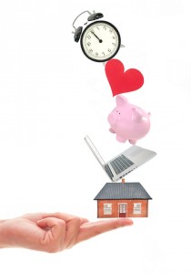 http://www.dreamstime.com/stock-photography-work-life-balance-many-home-related-items-balanced-finger-image34650212